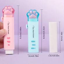 Push-Pull Paw Cute Eraser Girls, Pencil Eraser Students, Rubber Cartoon Pen Eraser, School Supplies, Prizes, Office Eraser - 粉紅色 - 查看 2