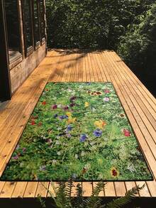 Premium Turkish Made Floral Digital Print Area Rug - Non-Slip Washable Large Flower Pattern Carpet for Living Room Bedroom & Kitchen Rug 80x200 cm, 80x300 cm,100x200 cm, 120x180 cm - 綠色 - 查看 1