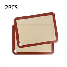 2pcs - Red/Gray Silicone Baking Mat, Reusable, Non-Stick, Heat Resistant, Silicone Baking Mat, Baking Tray Liner For Cookies, Macarons, Bread, Pastries - Oven Baking Mat - - - View 8