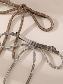 1件女士时尚优雅金/银/黑水晶蝴蝶结发夹，适合日常、节日、派对、婚礼、舞会等场合佩戴 - 彩色 - 查看 8