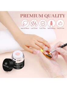 Saviland 美甲凝胶套装 30ml 裸粉色硬胶美甲延长套装，含气垫底胶、加固胶、延长胶、100片美甲贴片和亚克力刷套装，家用美甲沙龙DIY美甲入门套装 - 裸粉色 - 查看 6