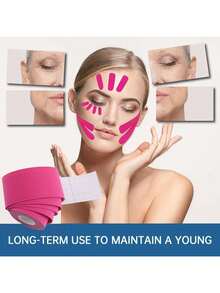 1pc Face Bandage, Face Lifting Patch, V-Shaped Lifting Anti-Wrinkle Eye Mask, Facial Care Tool. Elastic Bandage Suitable For Neck, Jawline And Double Chin Area. Reusable, Fragrance-Free. - Multicolor - View 3