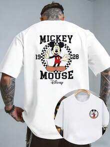 DISNEY Official Mickey Mouse T-Shirt For Men & Women - Unisex Short Sleeve Crew Neck Tee With Iconic Mickey Ears Print, Casual Summer Wear, Machine Washable, Non-Suitable For Daily Outfits, Themed Events, And Gifts - Blanc - Voir 1