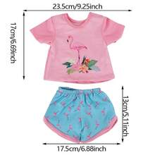 5pcs 18-Inch Doll Clothes Set, Including 18-Inch Doll Short Sleeve Top And Shorts (Doll Not Included), Soft & Breathable For Everyday Wear - Multicolor - View 3