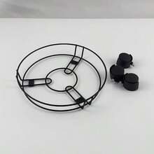 1pc Black Round Metal Flower Stand With Wheels, Movable Floor Plant Holder - Round - View 10