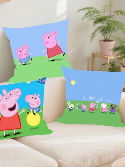  Funda de almohada de Peppa Pig, funda de almohada con estampado de cumpleaños, juego de mesa y sillas para decoración de fiestas, juegos de almohadas y cojines para las cuatro estaciones de la decoración del hogar (Tamaño: 45x45 cm) - Adecuado para sala de estar, dormitorio, oficina - Regalo perfecto para la colección y almacenamiento de entusiastas del automóvil