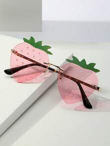 1 pieza Gafas de moda novedosas con diseño de fresa para mujeres, estilo lindo de Y2K, adecuado para fiestas, vacaciones, San Valentín, en colores rojo, verde, azul, morado, verde claro, amarillo, rosa claro para verano, playa, vacaciones, exterior, viaje - Forma de fresa - Ver 22