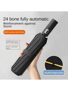 双骨黑胶自动伞，加厚耐用伞骨，三折伞，抗紫外线折叠伞 - 彩色 - 查看 1