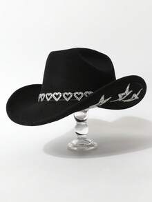 1pc Luxury Rhinestone Star Western Cowboy Hat, Bridal Wedding Photo Shoot Party Fashion Headwear - Multicolor - View 12