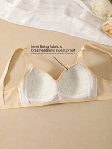 4 Buah Bra Bergaris Warna Polos dengan Desain Cup 3D Cetak, Tanpa Kawat Penyangga, Tali Bahu Nyaman yang Dapat Diatur dengan 3 Kait, Pakaian Dalam Wanita Minimalis dan Elegan - MultiWarna - View 9