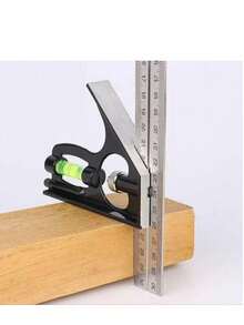 1pc Precision Adjustable Angle Square With Bubble Level - 45/90 Degree Angle Ruler, Multi-Functional Industrial Measuring Tool - Multicolor - View 1