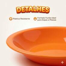 Set Of 10 Round Plastic Deep Plates For Meals - Orange - View 2