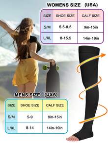 1 đôi tất nén đùi dành cho nam và nữ, tất nén thể thao thường ngày, nhẹ, chống trượt, thoải mái. - Nhiều màu - Xem 5