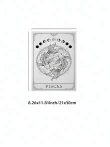 1 Stück rahmenloses Fische Sternzeichen Tarot Kunstdruck, Illustration der Zwei Fische Konstellation mit Sternenhimmel, Schwarz-Weiß Himmelskörper Poster für Schlafzimmer, Wohnheim, Wohnzimmer Dekoration, Rückkehr zur Schule, ausgefallene Poster, einzigartiges Geschenk - rahmenlos - Übersicht 13