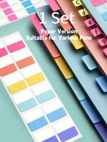 10张/套 极简荧光可重写半透明多功能索引分隔贴纸（60张/120张/240张） - 彩色 - 查看 6