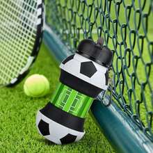 550ml Soccer Ball Foldable Silicone Cup Portable Collapsible Water Cup With Carabiner For Kids Outdoor Sports Travel Camping - Multicolor - View 6