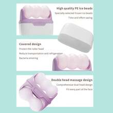 Double Head Ice Roller For Face Eye Puffiness Migraine Pain Relief And Minor Injury Facial Cold Therapy Massage Roller Skin Care - 粉色 - 查看 5