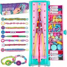 儿童友谊手链制作套装，DIY手工套装，女孩珠宝编织绳玩具套装，适合6岁以上女孩，DIY手链手工制作，复活节、生日派对、万圣节、圣诞节节日礼物 - Pink Blue - 查看 7