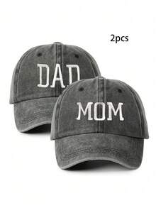 1/2pcs Embroidered "Dad/Mom" Classic Washed Baseball Cap, Suitable For Couples, Women Sun Hat, Trucker Hat, For Beach, Fishing, Party, Golf, Country, Birthday, Retro, Y2K Style, Gift For Friends,Holiday,Travel - Baseball Cap - View 4