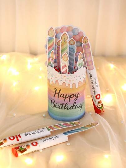 25pcs Rainbow Birthday Candles, Chocolate Decorative Stickers - Colorful Candy Packaging Suitable For Party Favors, Birthday Party Decorations And Gift Seals, DIY Birthday Party Favors And Candy Decorations