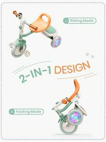 Besrey Colorful Lighting Toddler Tricycle For Ages 18 Months To 5 Years, Toddler Bike With Bell, Kids Tricycle, Gift For 2-5 Year Olds, Toy For Boys And Girls, Tricycle For Toddlers - Green - View 4
