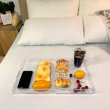 1个亚克力托盘，透明水果盘，高端酒店家用收纳整理盒，亚克力化妆品盒 - 無色 - 查看 4