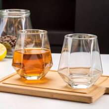 2pcs Unique Hexagon Shaped Glass Cup, Suitable For Water, Juice, Beverage, Milk, Whiskey, Bourbon, Dishwasher - Transparent - View 11