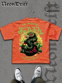 NeonDrift  Double-Sided Printing  Men's T-Shirt Men's Short-Sleeve T-Shirt100% Cotton Fabric Soft & Skin-Friendly Unisex Style Gifts For Spring Festival, Valentine's Day, St. Patrick's Day & World Cup-Van Dutch Dragon Print Men T Shirt Classic Americana Style Graphic Tee Streetwear Fashion Casual Wear For Car Enthusiasts And Vintage Culture Lovers - trái cam - Xem 3