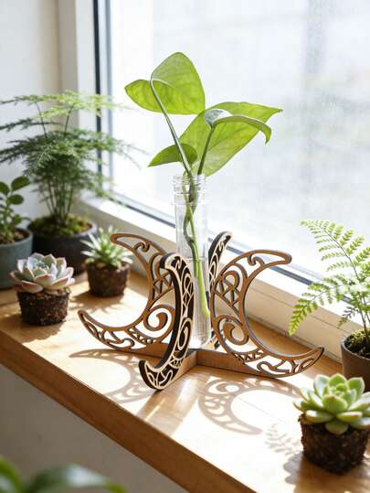 1 st - nordisk minimalistisk månfas hydroponisk vas, minimalistisk glasprovrörskruka för hydroponiska växter, klart glasrör för växter, bohemisk stil på skrivbordet och hyllan. Perfekt för mysigt hem och sovrum, soffbord och som en fin present. Perfekt för olika dekorativa användningsområden som skrivbords- och vardagsrumsinredning. Den blandar praktisk funktionalitet med en fräsch, lekfull atmosfär, vilket gör den till ett viktigt dekorativt föremål för att lyfta ditt hem.