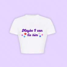 Graphic Baby Tees _ May Be I Can Fix Him, Gutsy, I Love Your Guts _ Concert T-Shirt Y2K, Tren Dy 90s T - 白色 - 查看 1