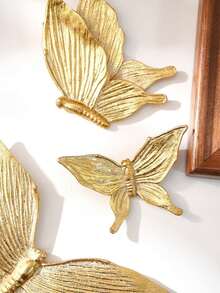 4 chiếc bướm vàng trang trí treo tường, đồ trang trí thủ công bằng nhựa ABS, thích hợp trang trí phòng khách, phòng học, cửa hàng, tiệc tùng và lễ kỷ niệm. - Vàng - Xem 3