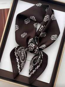 1pc Women's Luxury Design Chain Print 70*70cm Bandana Scarf, Suitable For Daily Wear In Spring - Multicolor - View 4