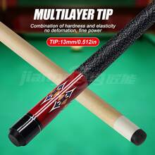 13毫米枫木杆头台球杆，波西米亚风格，适用于美式台球和台球训练 - 紅色 - 查看 3