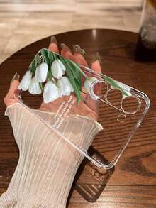 Minimalist White Floral Fashion Shockproof Tulip Painted Transparent Creative Phone Case Compatible With IPhone 17/17 Pro/17 Pro Max, 16/11/16 Pro/16 Plus/16 Pro Max/16e, 15 Pro Max, 13/14/12/XS/XR/7G/8P, Galaxy S25/S25 Plus/S25 Ultra, A16/A36/A26/A56/A50/A12/A32,International Version, Not The Domestic Version Spring Anniversary Gift - Multicolor - View 6