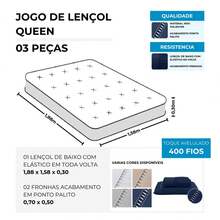 Jogo de Lençol 400 fios micropercal Ponto Palito - Azul Marinho - Visão 4