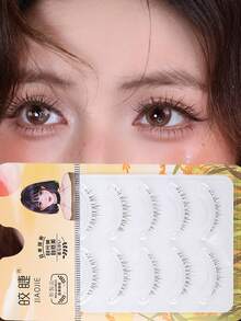 自然纤薄假睫毛，C形卷翘，透明梗，3D自然假睫毛 - 黑色 - 查看 3