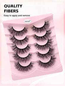 ENCHUW 5 Cặp Mi Giả Mềm Mại, Mi Dày, Mi Giả Tự Nhiên, Mi Mắt Mèo, Mi Giả Mỏng Dịu, Mi Tự Nhiên Mềm Mịn - màu đen - Xem 5