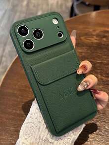 Personalized Luxury Crocodile Embossed Letter Flip Cover Card Holder Leather Phone Case, Compatible With IPhone 17 16 15 14 13 12 11 Pro Max 14 15 16 Plus 17 Air, Hot Stamping Letters All-Inclusive Protective Cover, Stylish Phone Accessory, Customized Letter Name, Minimalist Anti-Fingerprint Anti-Drop Anti-Shock Couple Phone Case Soft Shell, Valentine's Day Gift, Good Birthday Gift, Holiday Gift For Men And Women - Silver - View 10