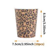 Bộ đồ dùng tiệc dùng một lần 10 người gồm đĩa, khăn ăn và cốc in họa tiết da báo màu nâu, thích hợp cho sinh nhật, đám cưới, tiệc theo chủ đề, dã ngoại gia đình. - Kiểu 5 - Xem 7