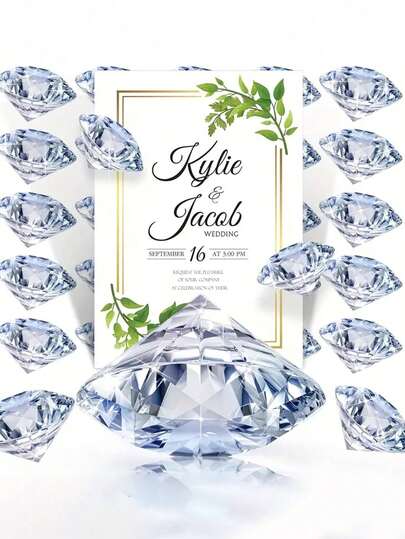 10个亚克力钻石桌位名牌架，水晶水钻卡片支架，提升婚礼场地美感，适用于婚礼、婚礼装饰、新娘送礼会、婚礼桌号装饰、生日、婚礼、返校季等场合。