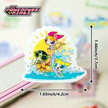 THE POWERPUFF GIRLS 20pcs Anime Theme Cute Sticker Set, Including Bubble, Flower And Little Girl Characters, Colorful And Fun, Suitable For School Supplies, DIY Crafts, Gifts, Etc., Perfect For Fans - A - View 1
