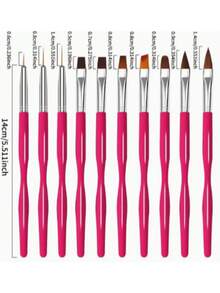 10pcs Nail Art Brush Set, Japanese Professional Nail Painting Liner Brush, Gradient Tie Dye Brush, Suitable For Nail Art Design - Black - View 6