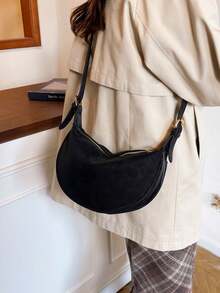 New Fashion Women's Solid Color Minimalist Shoulder Bag, PU Leather, Suitable For Dates, Shopping, Versatile And Exquisite - Black - View 9