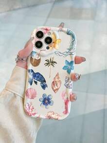 奶油色纹理蓝色海龟图案彩绘防摔手机壳，兼容 14、14 Pro、14 Pro Max；卡通手机壳，兼容 13、13 Pro、13 Pro Max、11、11 Pro Max、12、12 Pro、12 Pro Max、XR、7/8、XS；也兼容 15、15 Pro、15 Pro Max、16、16 Pro、16 Pro Max；以及 Galaxy S24、A04、A12、A13、A14、A23、A24、A32、A33、A51、A52、A53、A54、A72、S20 FE、9、9A。 - 彩色 - 查看 2