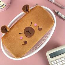 Large Capacity Capybara Plush Pencil Case With Keychain, Soft Stationery Holder, Coin Purse For Students - 7.87*5.12*0.98in, Capybara Pencil Case, Pen Bag, Portable, Cute - W - View 7