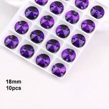 18mm, 10pcs/Pack, Flat Double-Hole Exquisite Glass Rhinestones, Round Shape, For Sewing Wedding Dresses, Handbags, Shoes Decoration, Jewelry Making Accessories - 18mm 10pcs - View 34