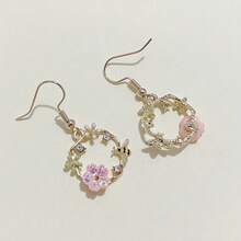 YZKM Korean Style Bee Wreath Silver Needle Earrings Fairy Shell Flower Earrings For Women Girls Party Gift Vintage Sweet Cute Jewelry - 金色 - 查看 5