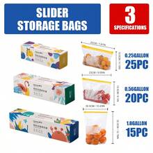60pcs/50Pcs/45Pcs/25Pcs/15Pcs Assorted Sizes Ziplock Food Storage Bags In Dispenser Box, Leakproof Reusable Seal Bags With Cute Cartoon Prints, Easy-Tear Clear Plastic Food Bags For Snacks Fruits Vegetables Meal Prep Travel Organization - 黃色 - 查看 1