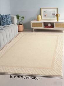1pc Beige Minimalist Pattern Area Rug, Made Of Soft & Comfortable Material, Easy To Clean, Non-Slip Bottom Design, Suitable For Living Room, Bedroom, Bathroom, Kitchen, Dining Room, Office And Holiday Celebration Occasions - Beige - View 13
