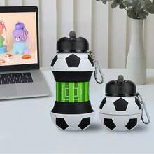 550ml Soccer Ball Foldable Silicone Cup Portable Collapsible Water Cup With Carabiner For Kids Outdoor Sports Travel Camping - Multicolor - View 3
